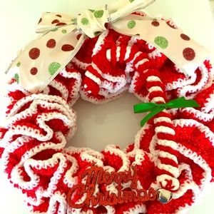 Candy cane hanging wreath
